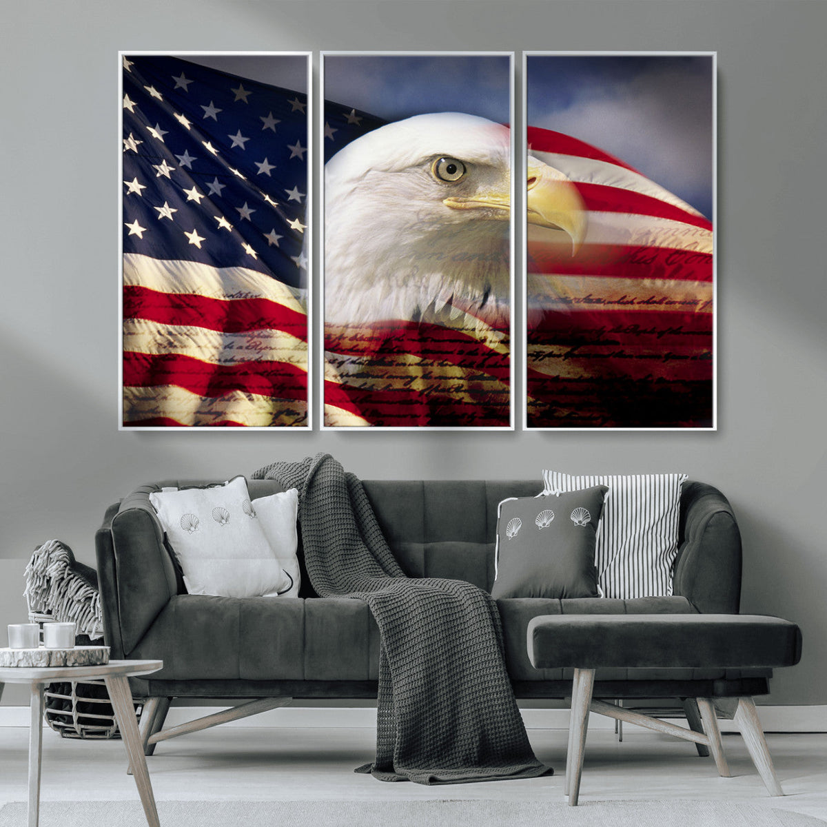 American Flag Eagle Symbol Wall Art Canvas Print, Patriotic American Flag Eagle Wall Art