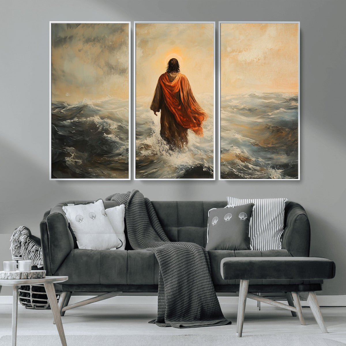 Jesus Walking on Water, Christian Wall Art, Jesus Christ Oil Painting Style Print