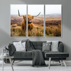 Scottish Highland Cow Canvas Wall Art, Rustic Farmhouse Decor