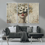 Abstract Floral Women Pastel Wall Art Canvas Print