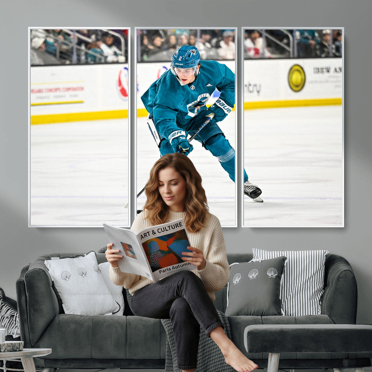 San Jose Sharks Ice Hockey Player Wall Art Canvas Print