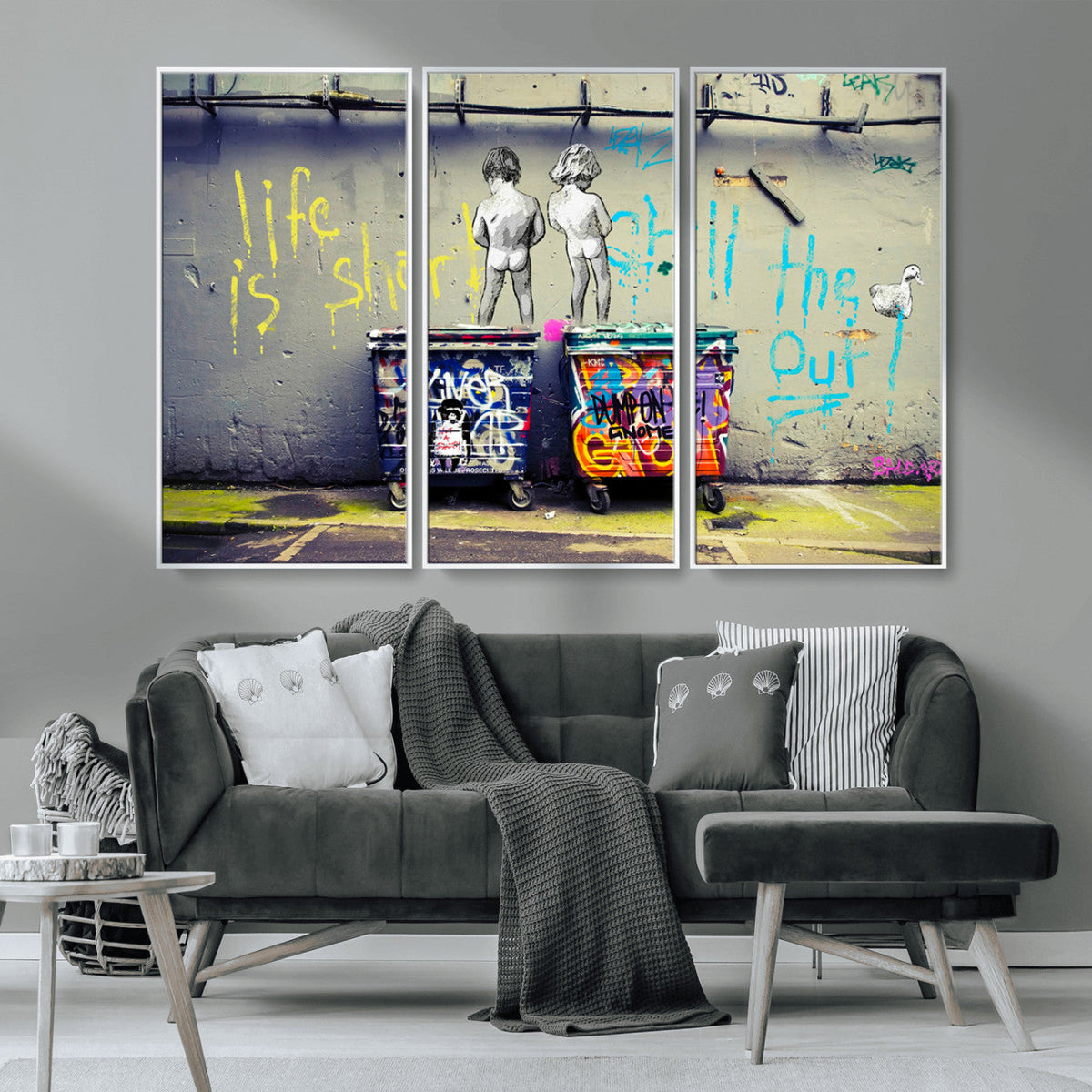 Banksy Life is Short Wall Art, Iconic Graffiti Street Art Canvas Print