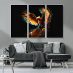 Fiery Phoenix Canvas Print | Ready to Hang Wall Art | Bold Fantasy Decor