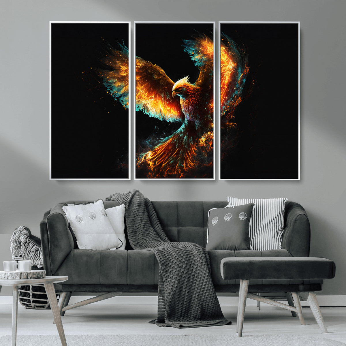 Fiery Phoenix Canvas Print | Ready to Hang Wall Art | Bold Fantasy Decor