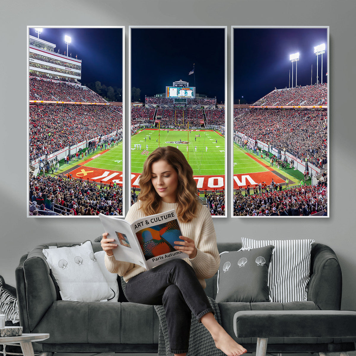 Wolfpack Football Team Print, Raleigh Carter-Finley Stadium