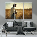 Jesus the Good Shepherd Wall Art Canvas Print, Inspirational Christian Religious Print for Prayer Room