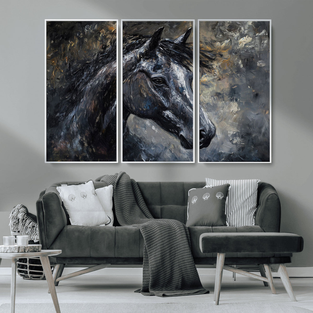 Large Abstract Horse Wall Art Canvas Print, Farmhouse Wall Art