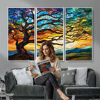 Mosaic Tree Wall Art | Ready to Hang Stained Glass Style Canvas Print