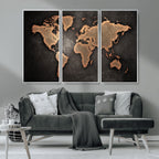 World Map Canvas Print | Framed Travel Map Wall Art for Couples