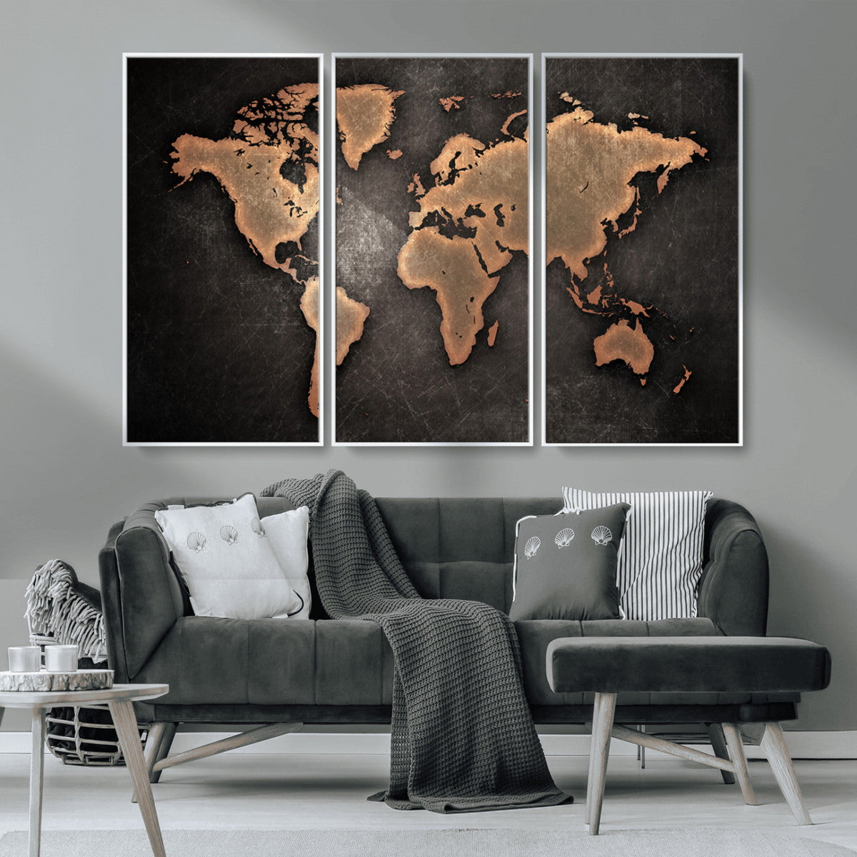 World Map Canvas Print | Framed Travel Map Wall Art for Couples