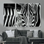 Zebra Wall Art | Zebra Close Up Canvas Print | Framed Black and White Wildlife