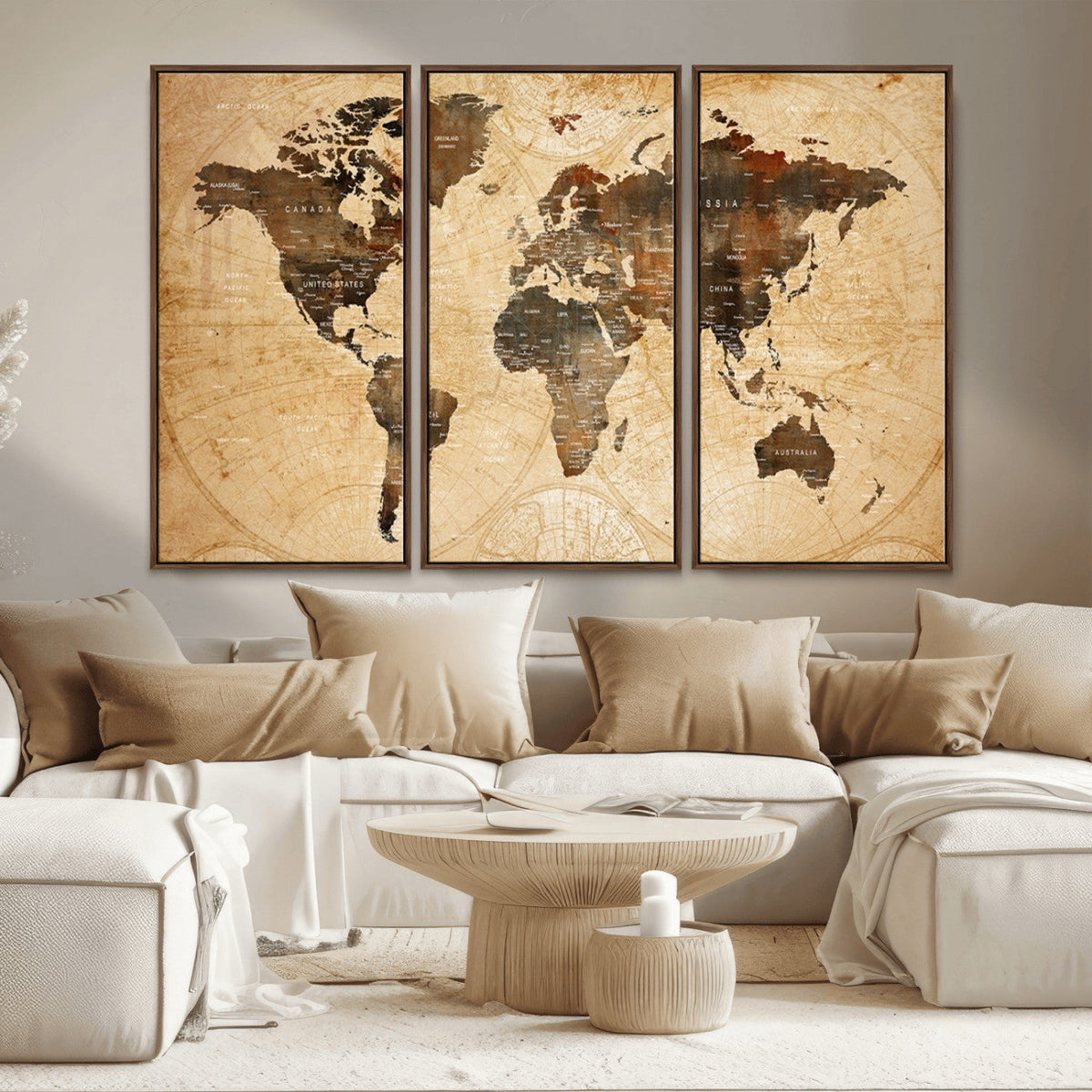 Push Pin World Map Canvas Print | Framed Travel Tracker Wall Art