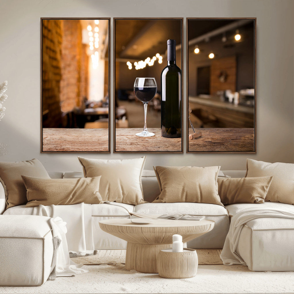 Wine and Bottle Wall Art Canvas Print