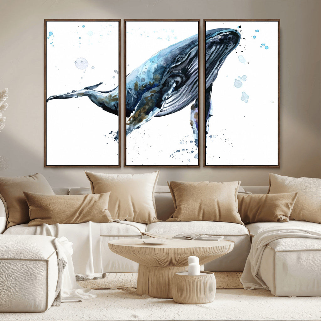 Watercolor Whale Wall Art Canvas Print