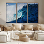 Ocean Wave at Sunset Canvas Art, Large Wall Print of Vibrant Water Waves