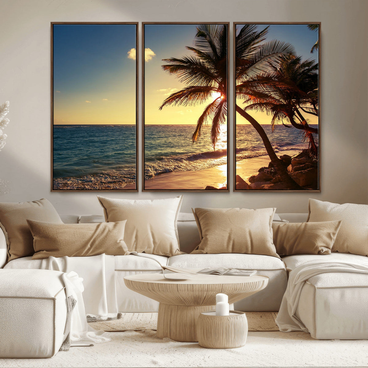 Sunset Palm Trees Wall Art Canvas Print