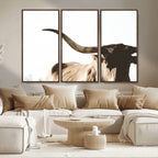 Texas Longhorn Wall Art Canvas Print, 3-Panel