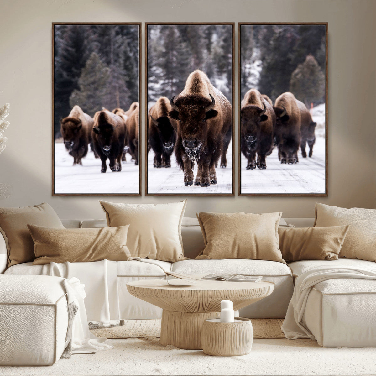 Bison Wall Art Canvas Print, Bison Herd Canvas Wall Art