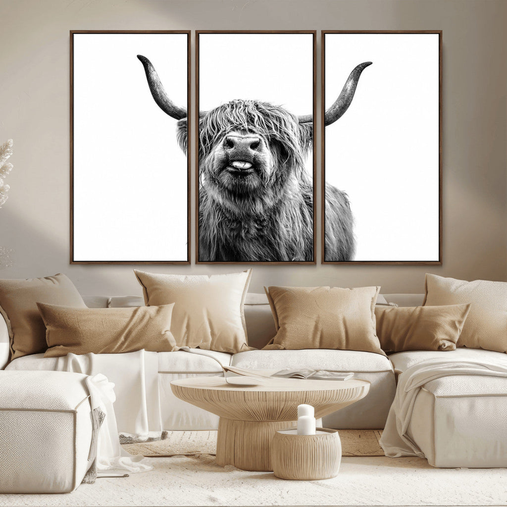 Fanny Scottish Highland Cow Cattle Art Print Farmhouse Wall Art Canvas Print