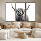 Fanny Scottish Highland Cow Cattle Art Print Farmhouse Wall Art Canvas Print