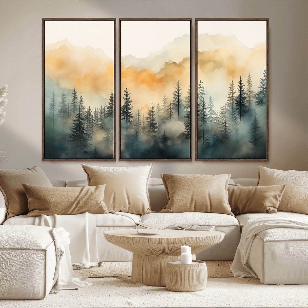Abstract Forest Print | Mountain Wall Art | Autumn Landscape Canvas Print