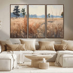Golden Fields Canvas Wall Art Print | Serene Minimalist Landscape for Modern Decor