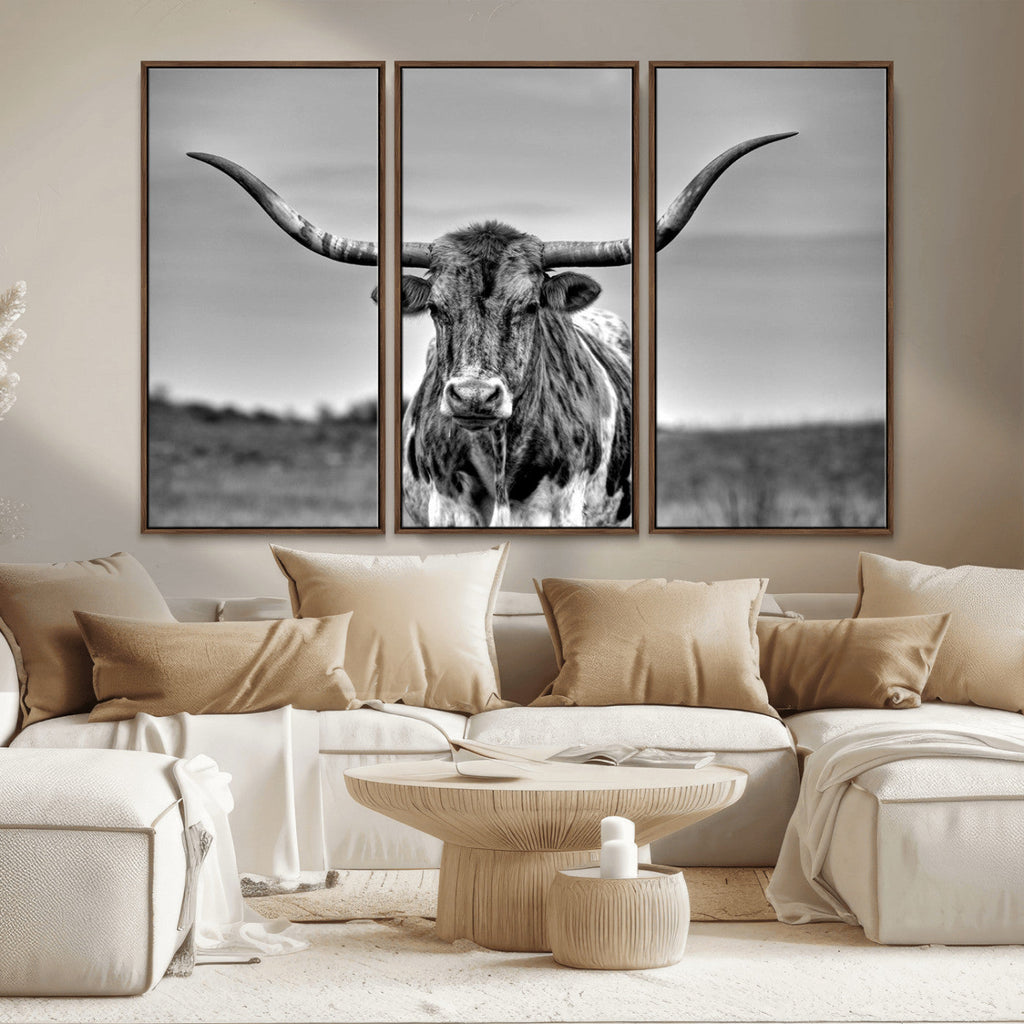Texas Longhorn Cow Wall Art, Texas Longhorn Canvas, Cattle