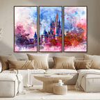 Disney Wall Art: Dreamy Watercolor Cinderella Castle Canvas Print