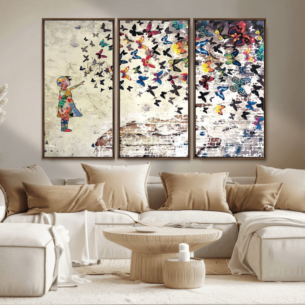 Banksy Wall Art - Banksy Girl Butterfly Graffiti Wall Art