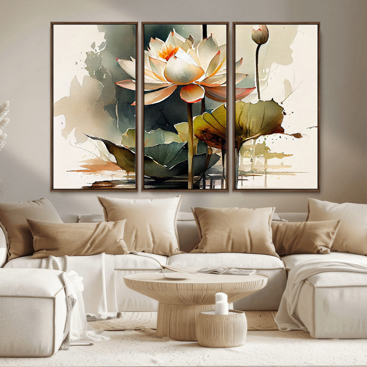 Lotus Flower Watercolor Canvas Print | A Symbol of Serenity and Growth in Soft Watercolors