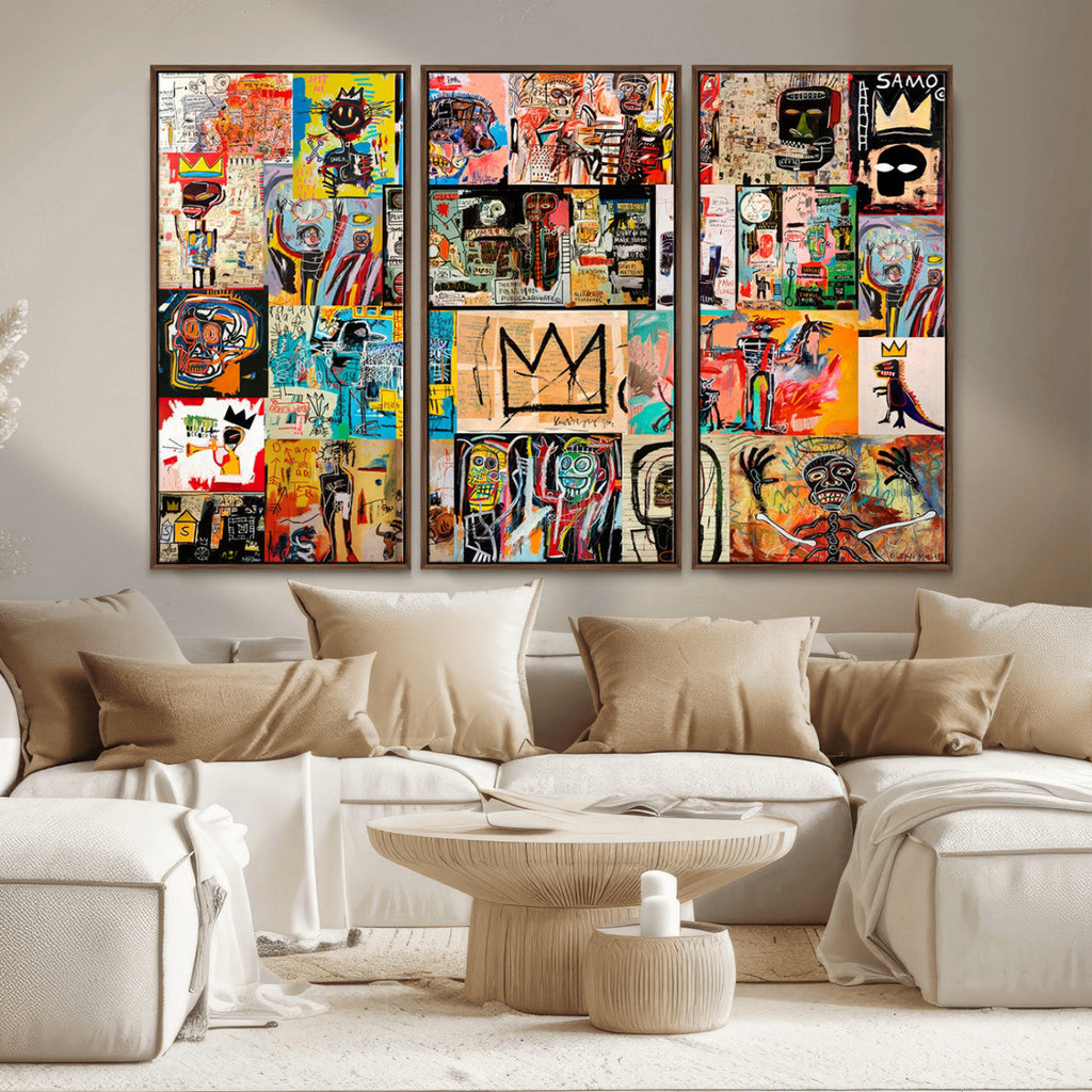 Abstract Art Collage Wall Art Canvas Print, Urban Graffiti Style