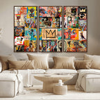 Abstract Art Collage Wall Art Canvas Print, Urban Graffiti Style