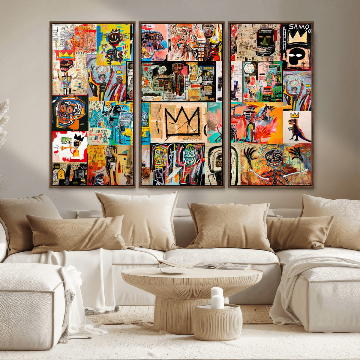 Abstract Art Collage Wall Art Canvas Print, Urban Graffiti Style
