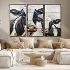Vintage Baby and Mom Cattle Wall Art Canvas Print