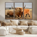 Highland Cow Canvas Wall Art Animal Print for Farm House Decor