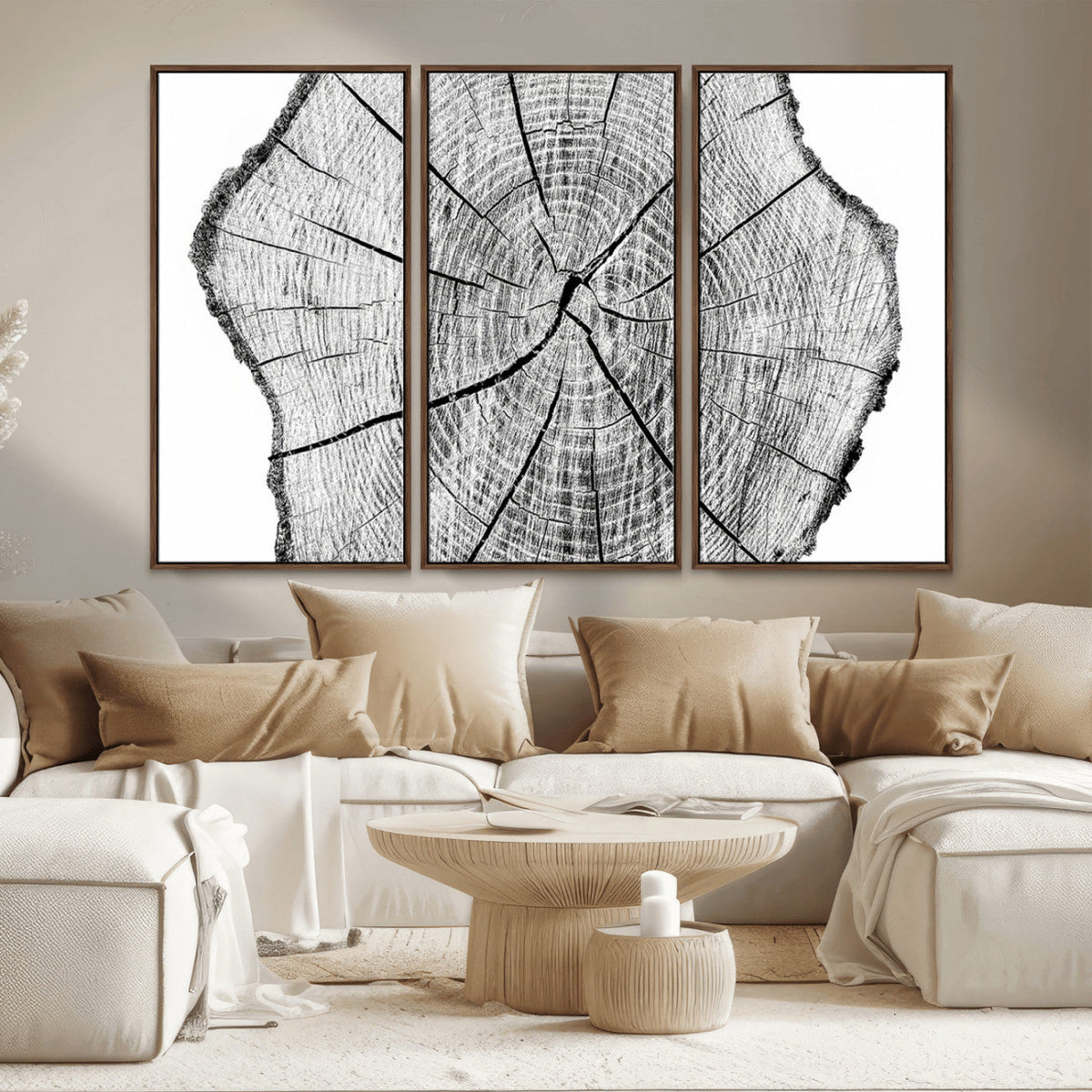 Rustic Tree Ring Wall Art Canvas Print, Framed and Ready to Hang