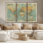 Push Pin World Map Canvas Print | Travel Tracker Wall Art for Couples