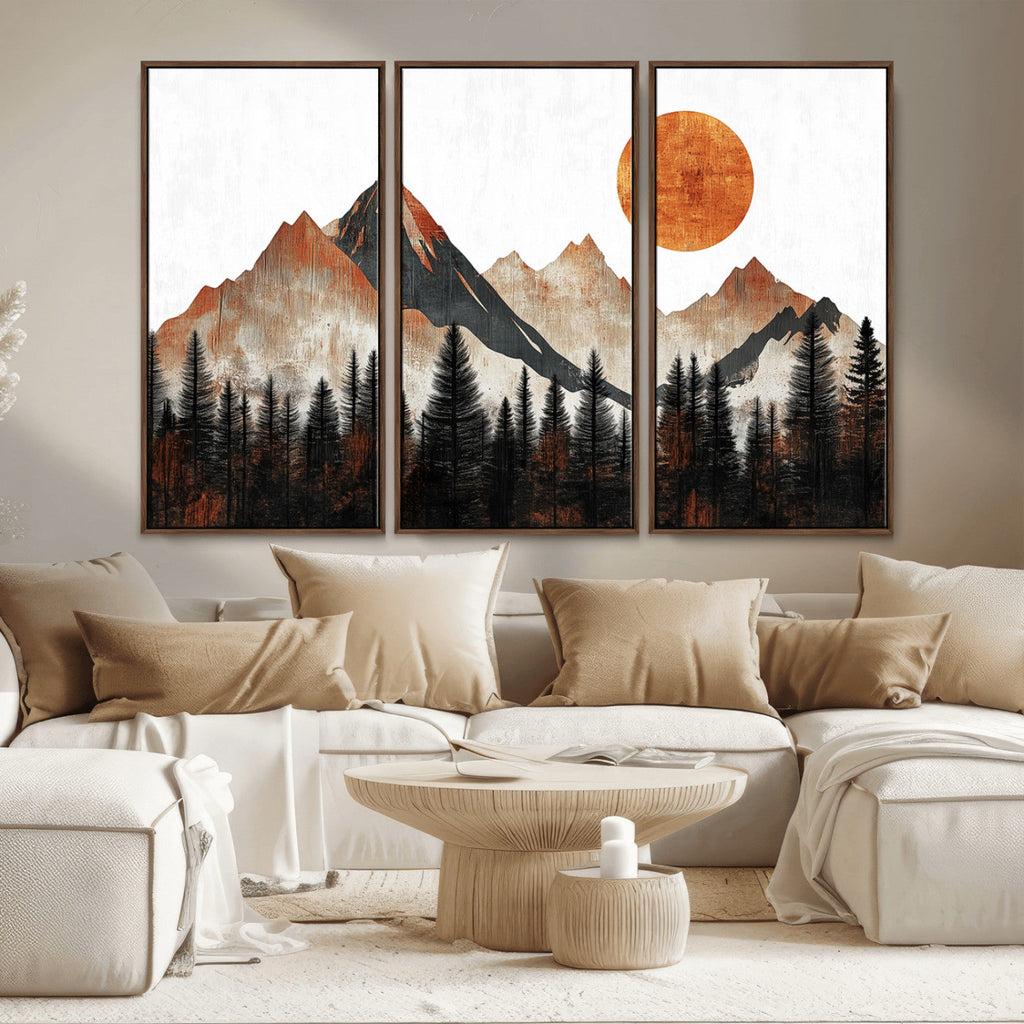 Modern Abstract Mountain Canvas Wall Art Print