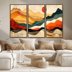 Abstract Mountain Wall Art | Framed Colorful Landscape Canvas