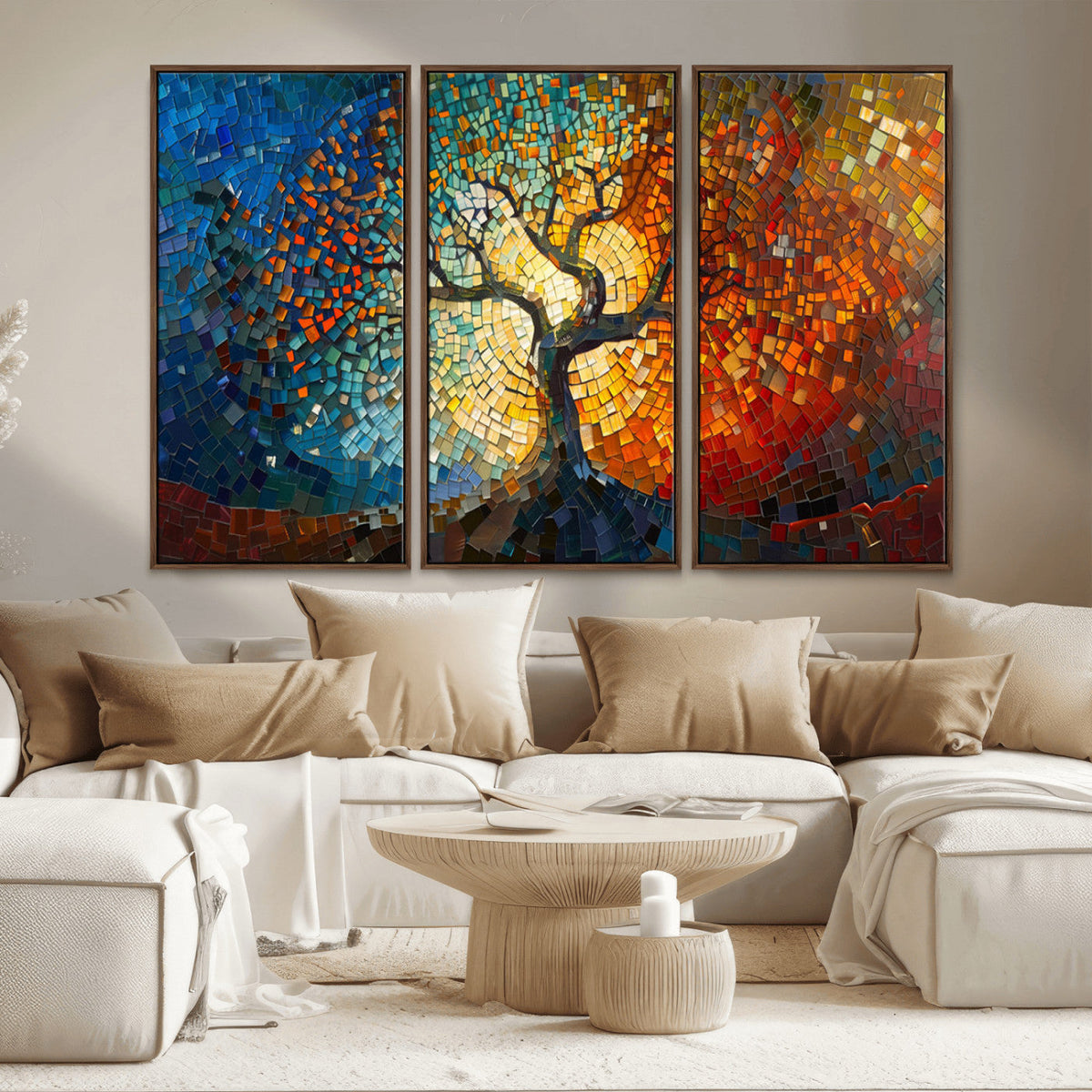 Yggdrasil Tree of Life Mosaic Stained Glass Wall Art Canvas Print