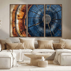 Framed Abstract Tree Ring Wall Art Print, Natural Rustic Wood Grain Canvas Print