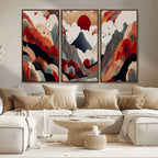 Abstract Mountain Wall Art Canvas Print | Vibrant Stylized Landscape