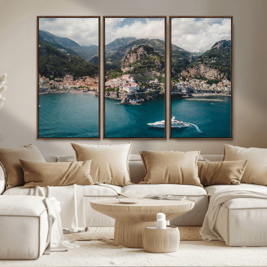 Amalfi Coast Wall Art | Framed Italian Seaside Canvas
