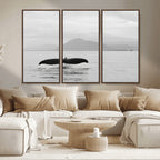 Whale Tail Wall Art | Framed Black White Ocean Canvas