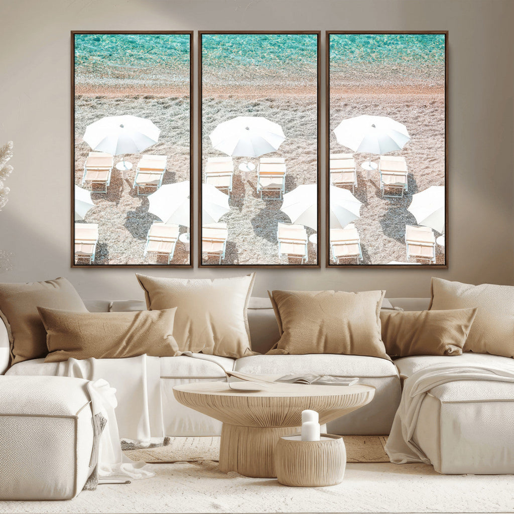 Calm Beach Wall Art | Framed Turquoise Water Canvas Artwork