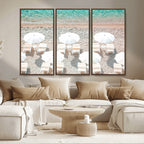 Calm Beach Wall Art | Framed Turquoise Water Canvas Artwork