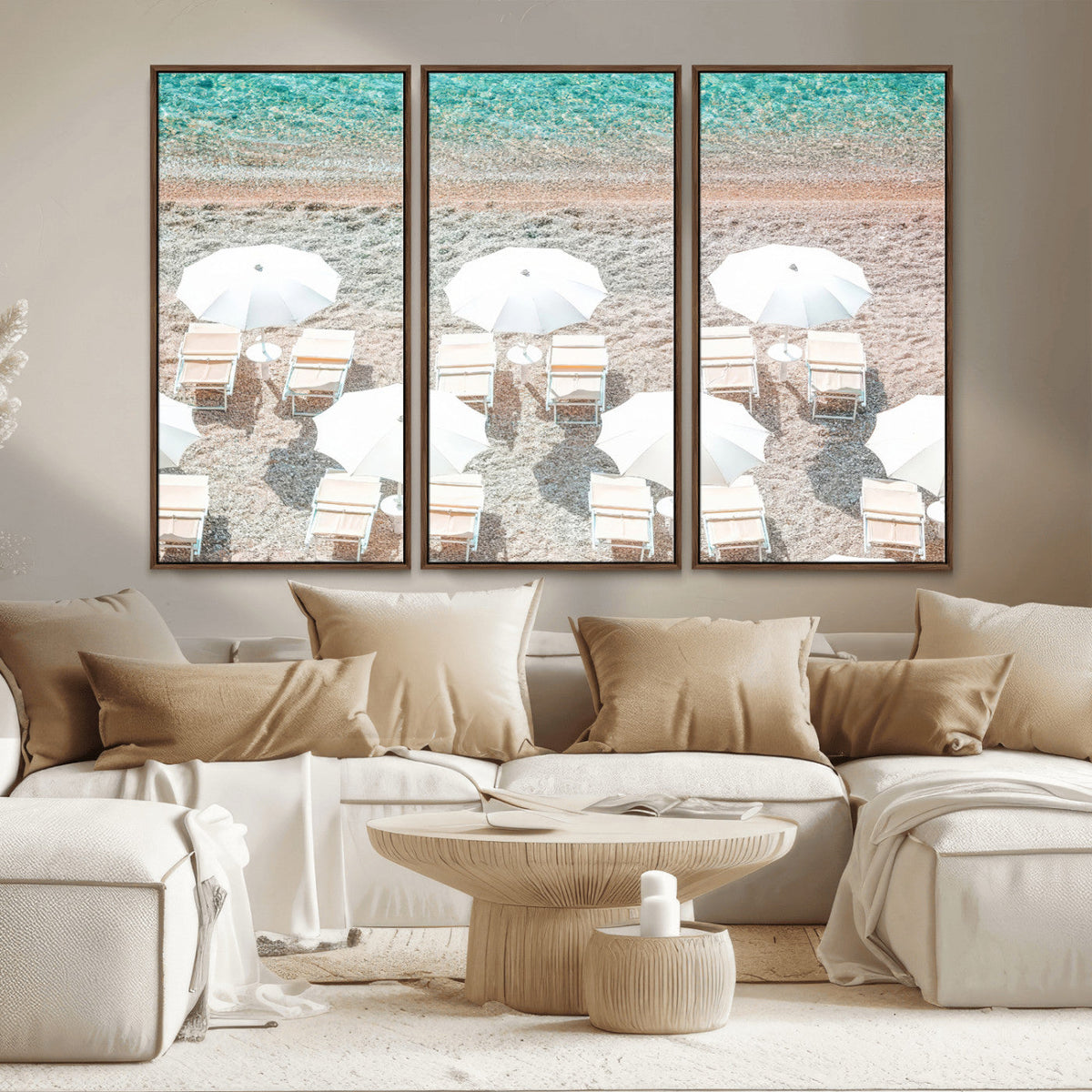 Calm Beach Wall Art | Framed Turquoise Water Canvas Artwork