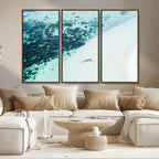 Minimal Beach Wall Art | Framed Ocean Swimming Canvas