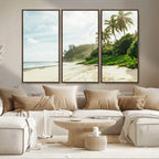 Relaxing Beach Wall Art Canvas Print, Framed Ocean View Coastal Serenity