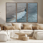 Ocean Waves Wall Art Canvas Print, Framed Coastal Serenity Surf Scene